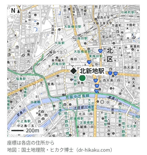 じゃんぱら 大阪堂島店・北新地駅 187m・徒歩3分